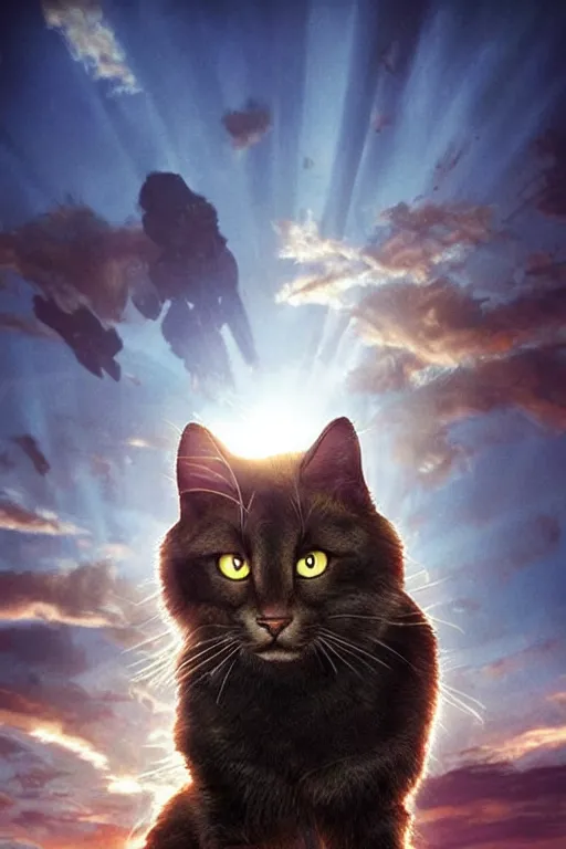 Image similar to a movie poster for warrior cats by wayne mclouglin, depth of field, sun flare, hyper realistic, very detailed, backlighting, cgi