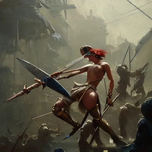 Image similar to raining swords, falling swords, organic painting, sunny day, matte painting, bold shapes, hard edges, street art, trending on artstation, by huang guangjian, gil elvgren, ruan jia, randy vargas, greg rutkowski