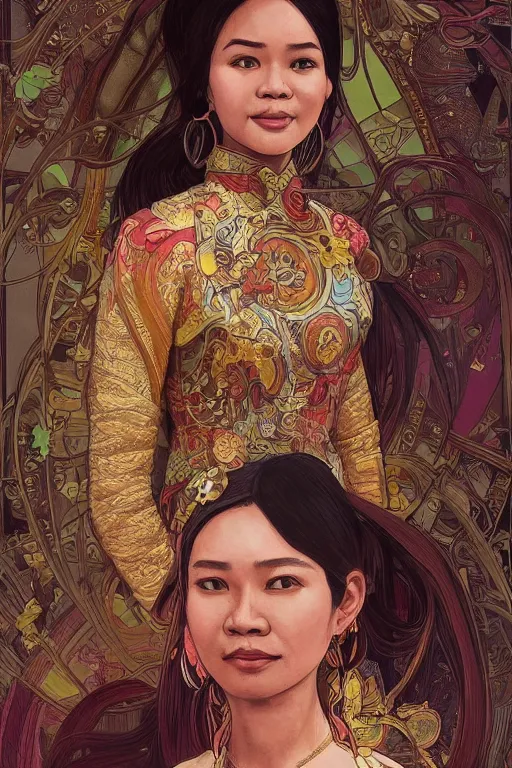 Image similar to portrait of an indonesian celebrity as an architect, highly detailed, digital painting, artstation, concept art, sharp focus, illustration, art by kittichai rueangchaichan and james gurney and alphonse mucha