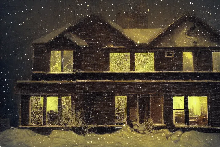 Techno's house, on a snowy night. Kind of a repost of an art piece