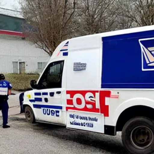 Prompt: usps van loaded with drugs, seized by the cops