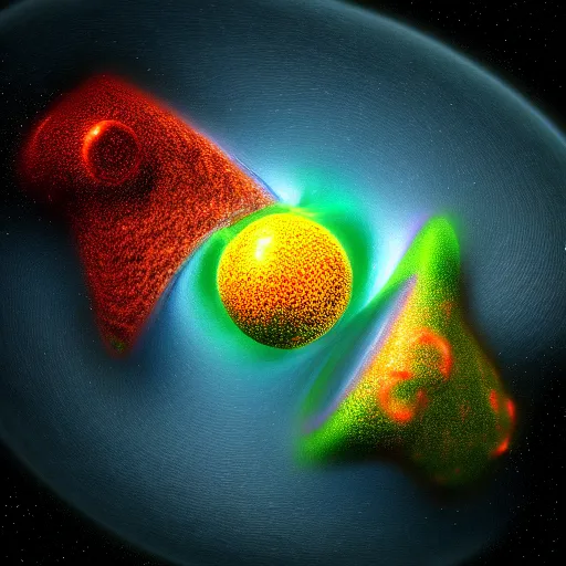 Image similar to atoms colliding, ( ( ( hyperrealism ) ) ), hdr photo, fantasy