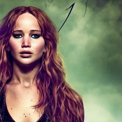 Image similar to promo photo of Jennifer Lawrence starring as Elize Scissors in a 2029 remake of Edward Scissorhands