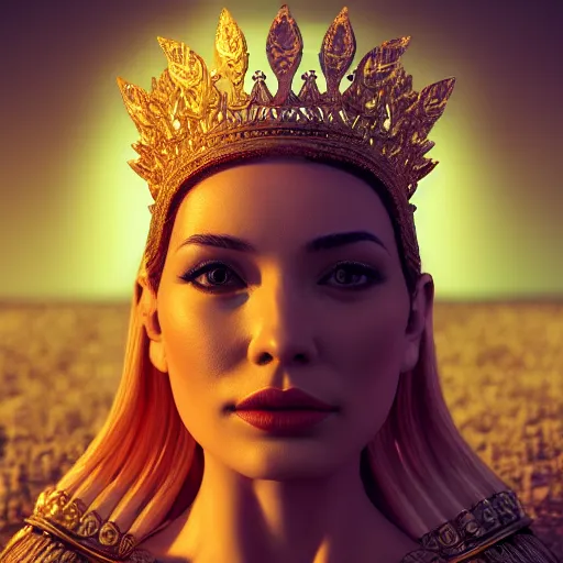 Image similar to queen of the sun, 4 k, intricate, jaw dropping, gorgeous, surreal, octane render