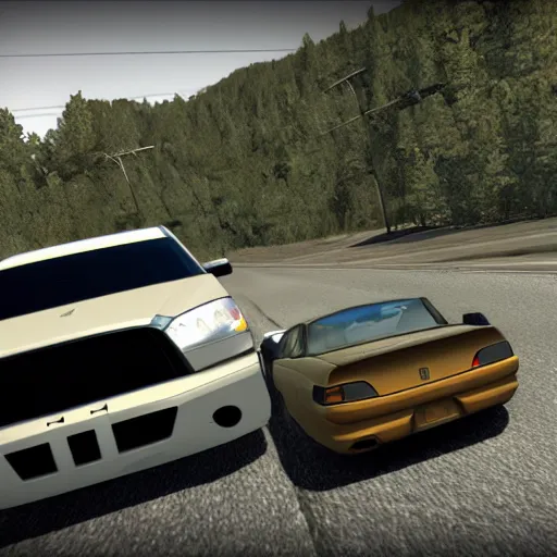 Image similar to still frame from the game beamng. drive