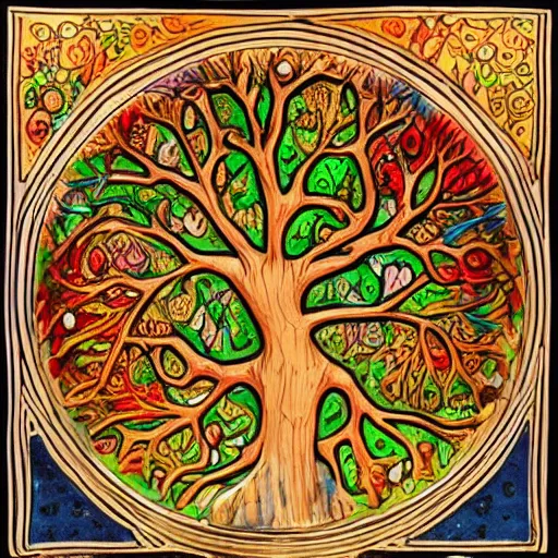 Prompt: photo of an intricately detailed representation of a accurate tree of life. Colored wax.