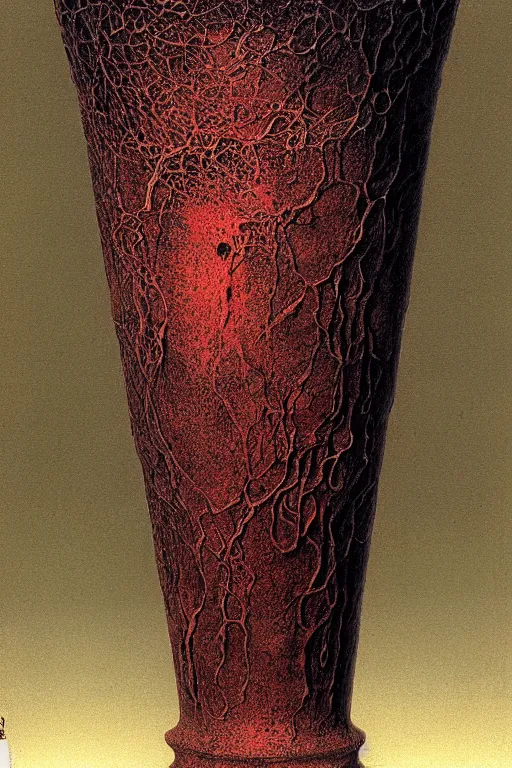 Image similar to symmetric vase, with detailed texture front view by luis royo and wayne barlowe, beksinski