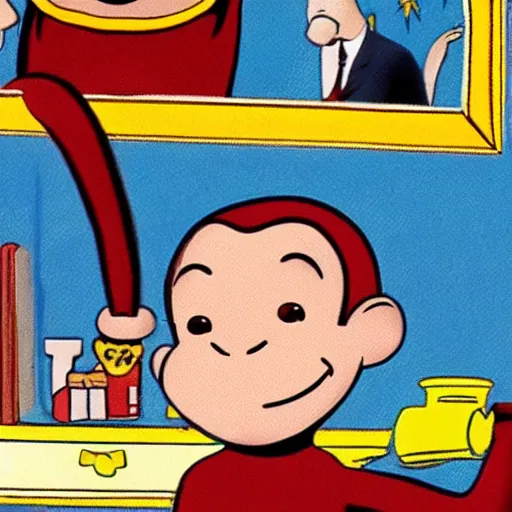 Image similar to curious george smoking crack