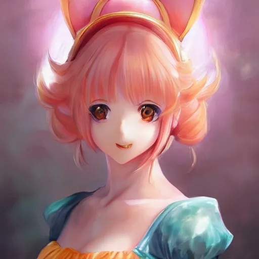 Image similar to anime portrait of princess peach as an anime girl by Stanley Artgerm Lau, WLOP, Rossdraws, James Jean, Andrei Riabovitchev, Marc Simonetti, and Sakimichan, trending on artstation