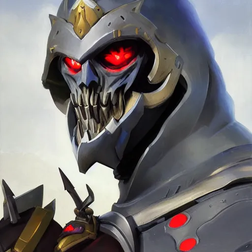 Image similar to greg manchess portrait painting of armored ainz ooal gown aka momon as overwatch character, medium shot, asymmetrical, profile picture, organic painting, sunny day, matte painting, bold shapes, hard edges, street art, trending on artstation, by huang guangjian and gil elvgren and sachin teng