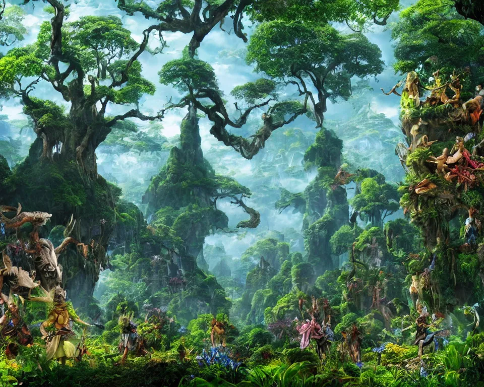 Image similar to the beastlands, avatar ( 2 0 0 9 ), lush landscape, jungle landscape, flowers