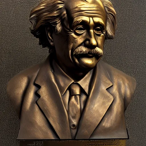 Prompt: bronze bust einstein portrait