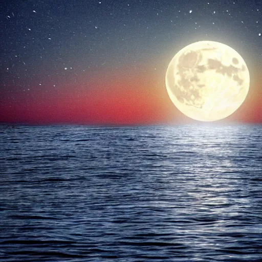 Prompt: ship in the sea with a full moon