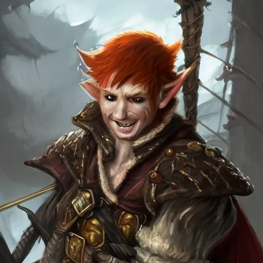 Image similar to handsome grinning ginger elf rogue, tricorne pirate captain hate, naval background, D&D, fantasy, cinematic lighting, centered, symmetrical, highly detailed, digital painting, artstation, concept art, smooth, sharp focus, illustration, volumetric lighting, epic Composition, 8k, art by Akihiko Yoshida and Greg Rutkowski and Craig Mullins, oil painting, cgsociety