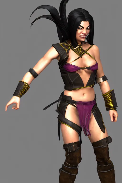 Image similar to mileena from mortal kombat 3 d render