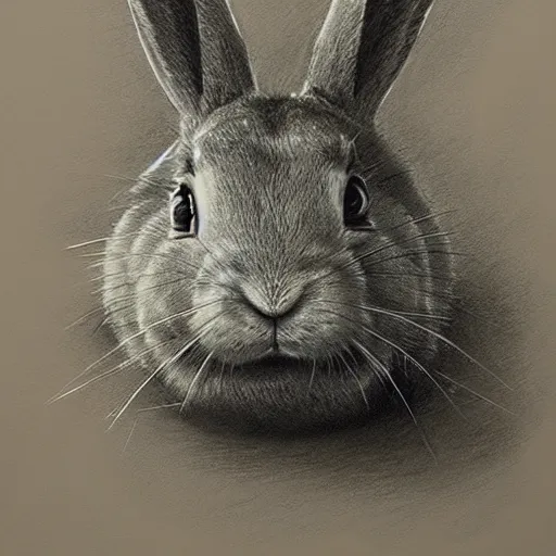 Image similar to rabbit face only, pencil drawing, pastel, by marc simonetti