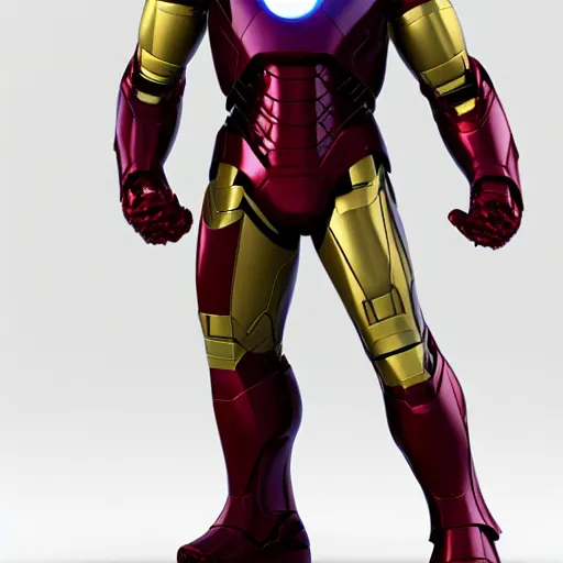 Image similar to a full length portrait 3 d render of danny devito wearing iron man armor