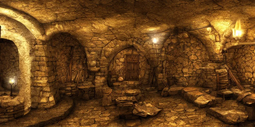 Image similar to ancient underground medieval forge lair, art, high definition, high detail, 8k,
