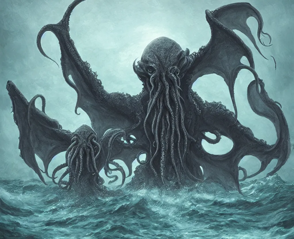 Image similar to cthulhu rises from the sea by ivan aiwasowski