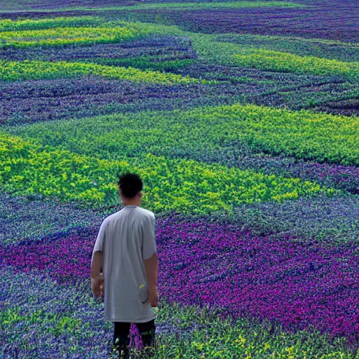 Prompt: man in a flower field by qunqing 1 2 3