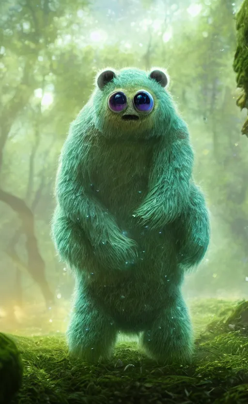 Prompt: microscopic tardigrades, magical forest, water bear, robots, electric, furry, soft, concept art, intricate details, highly detailed, photorealistic, disney pixar, octane render, iridescent, anime, 8 k