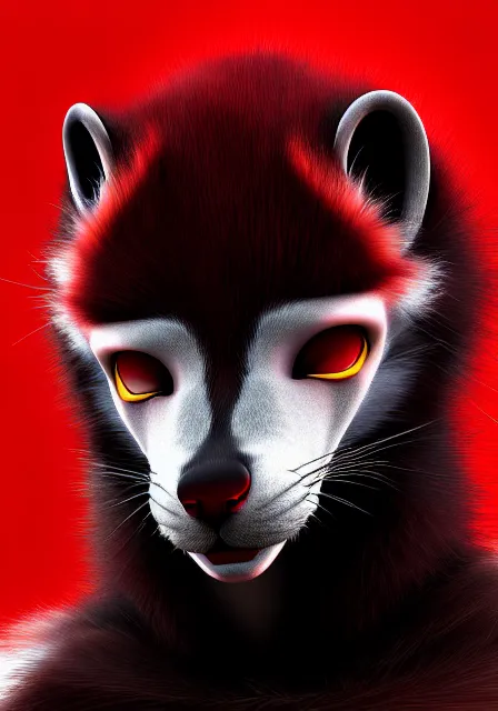 Image similar to furry - male - red - black - weasel - necromancer - fursona uhd ue 5 visual novel pc game expressions, photorealistic