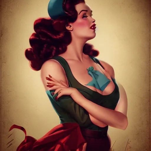 Image similar to a retro pinup by charlie bowater and anna dittmann and gil elvgren.