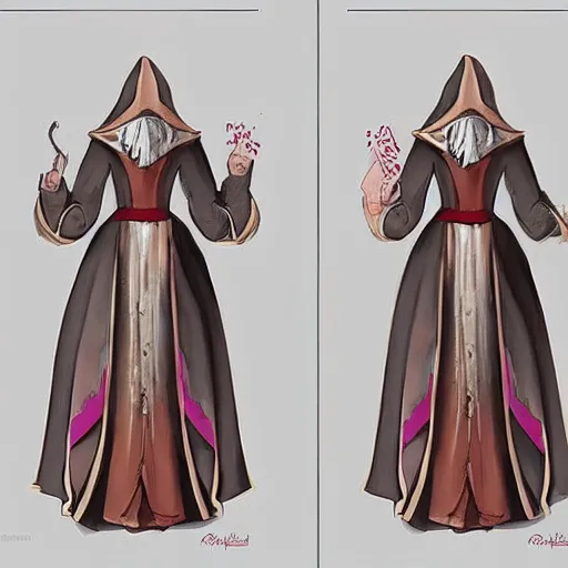 Image similar to female character design inspired by venice carnival and nun outfit, concept art, smooth