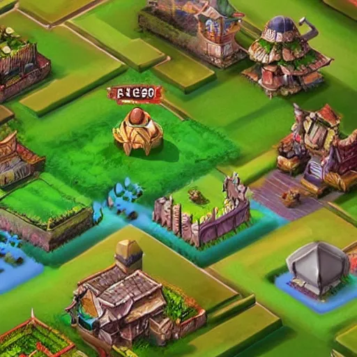 Image similar to concept of a farming mobile game with fantasy style, clash of clan style, vietnam inspiration, pastel color, relax, in the country side