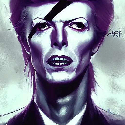 Prompt: portrait of david bowie in team fortress 2 style, tragic, elegant, fantasy, hd shot, digital portrait, beautiful, artstation, comic style, by artgerm, guy denning, jakub rozalski, magali villeneuve and charlie bowater