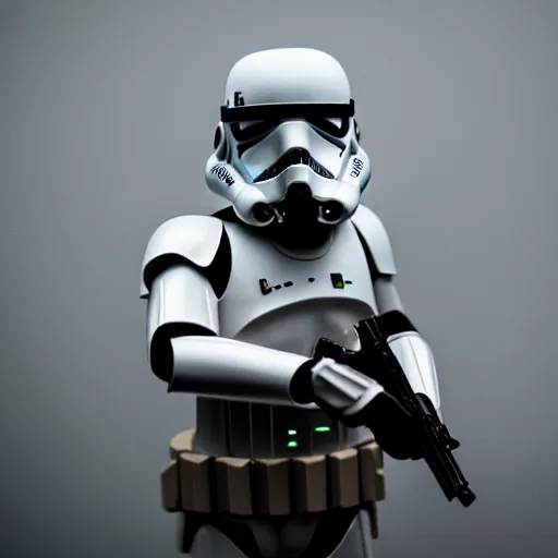 Prompt: combination of a stormtrooper and a german stormtrooper, 8 k, shallow depth of field, moody lighting, cinematic lighting,