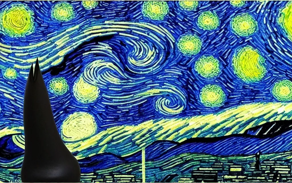 Prompt: star wars logo in the sky of the starry night by van gogh high details
