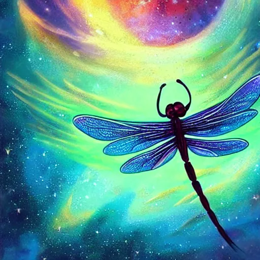 Image similar to A cosmic Dragonfly, universe on the background, concept art , Pinterest art station