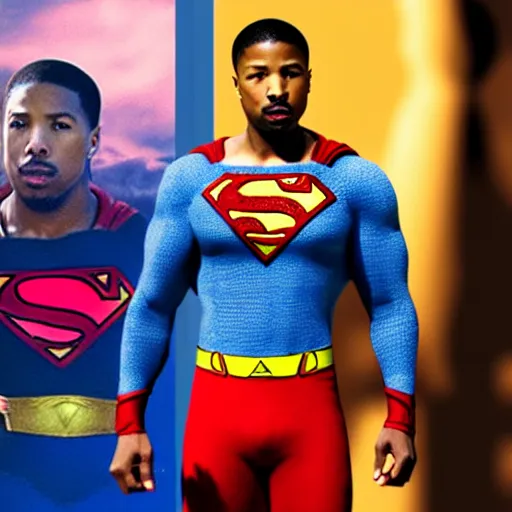 Prompt: michael b jordan as superman. realistic. high detail.