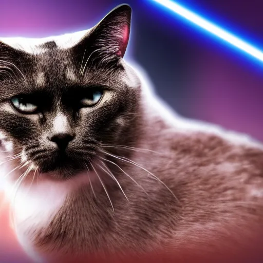 Prompt: cyborg cat, george lucas style, star wars, center focus