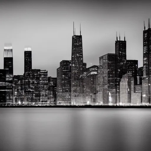 Prompt: a long exposure shot of Chicago, abstract