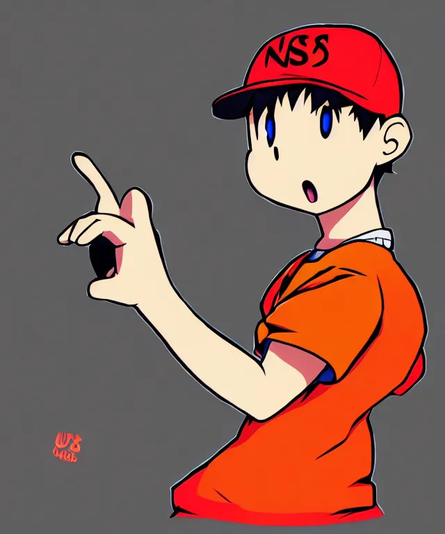 Image similar to ness from earthbound in the art style of ufotable studios, crisp 8 k line art, trending on artstation, cel shaded, matte, detailed, anime illustration