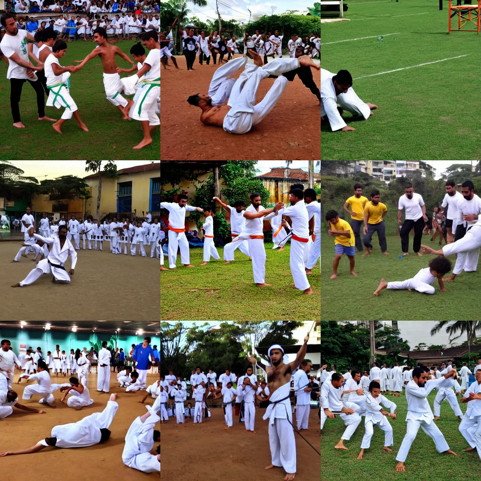 Prompt: uma galera jogando capoeira no pelourinho