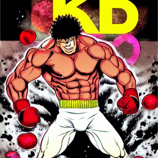 Prompt: Baki the Grappler cover, vibrant colors