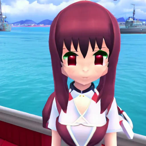 Prompt: A quick camera shot of Northern Princess from Kantai Collection in vrchat. Cute screenshot from a public lobby.