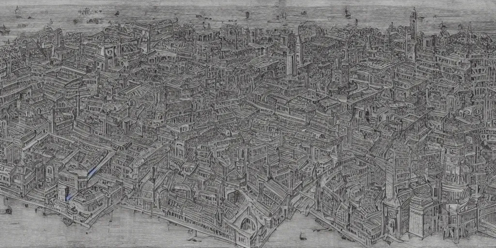 Image similar to : city design by Leonardo di ser Piero da Vinci