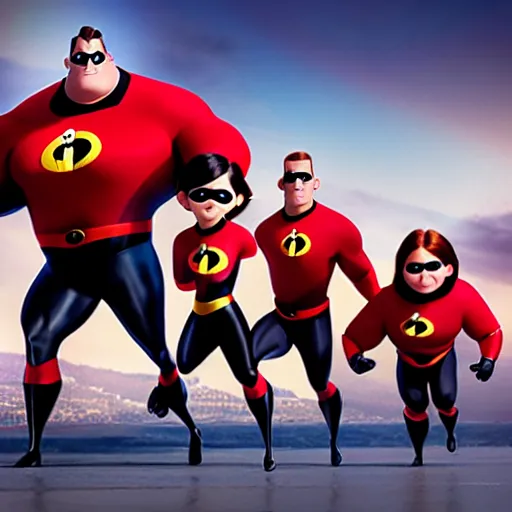 Image similar to cinematic shot of the incredibles in the mcu