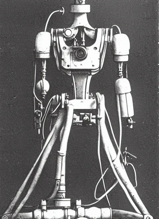 Image similar to 1 8 8 5 photo of a steampowered riveted glados from portal 2, daguerrotype, high quality