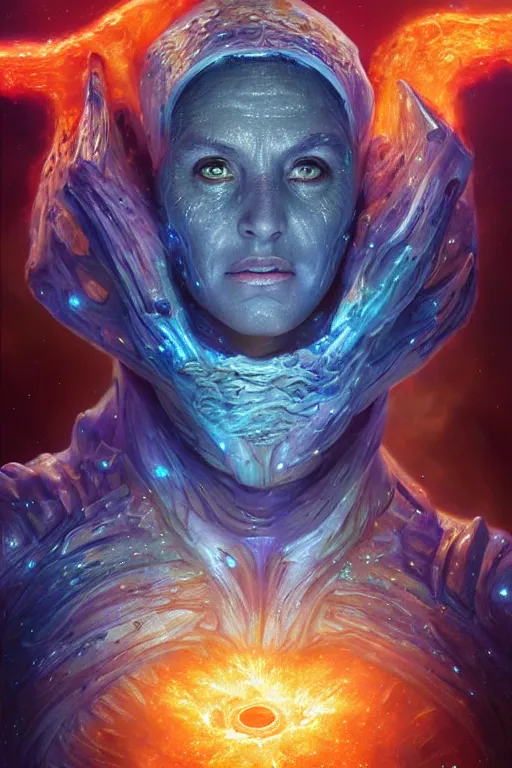 Image similar to beautiful oil painting with high detail of a wise Space ent(Crying Slightly) made of stars and plasma, hybrid from dungeons and dragons and art direction by James Cameron ;by artgerm; wayne reynolds art station; cinematic quality character render; low angle; ultra high quality model; production quality cinema model