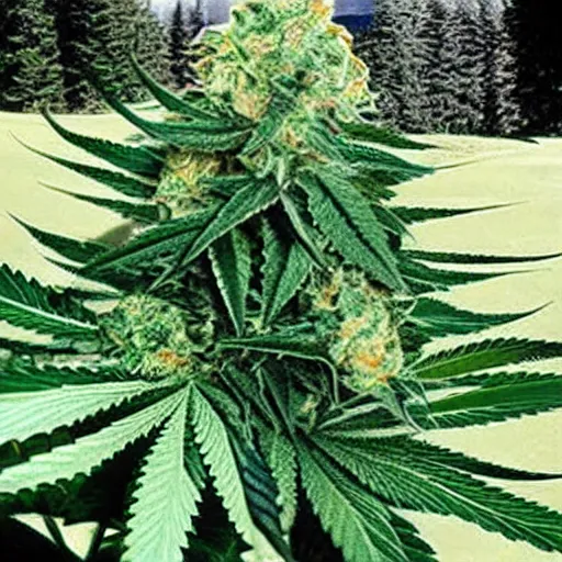 Image similar to giant huge immense infinite to heaven cannabis plant with big buds