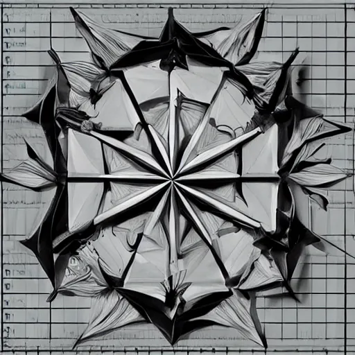 Image similar to triangles, thorns, skulls, modular origami, hyperprism, evil, high detail, 4 k