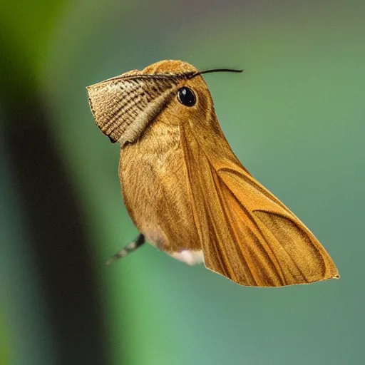 Image similar to a moth shaped like a hummingbird bird realistic national Geographic photography
