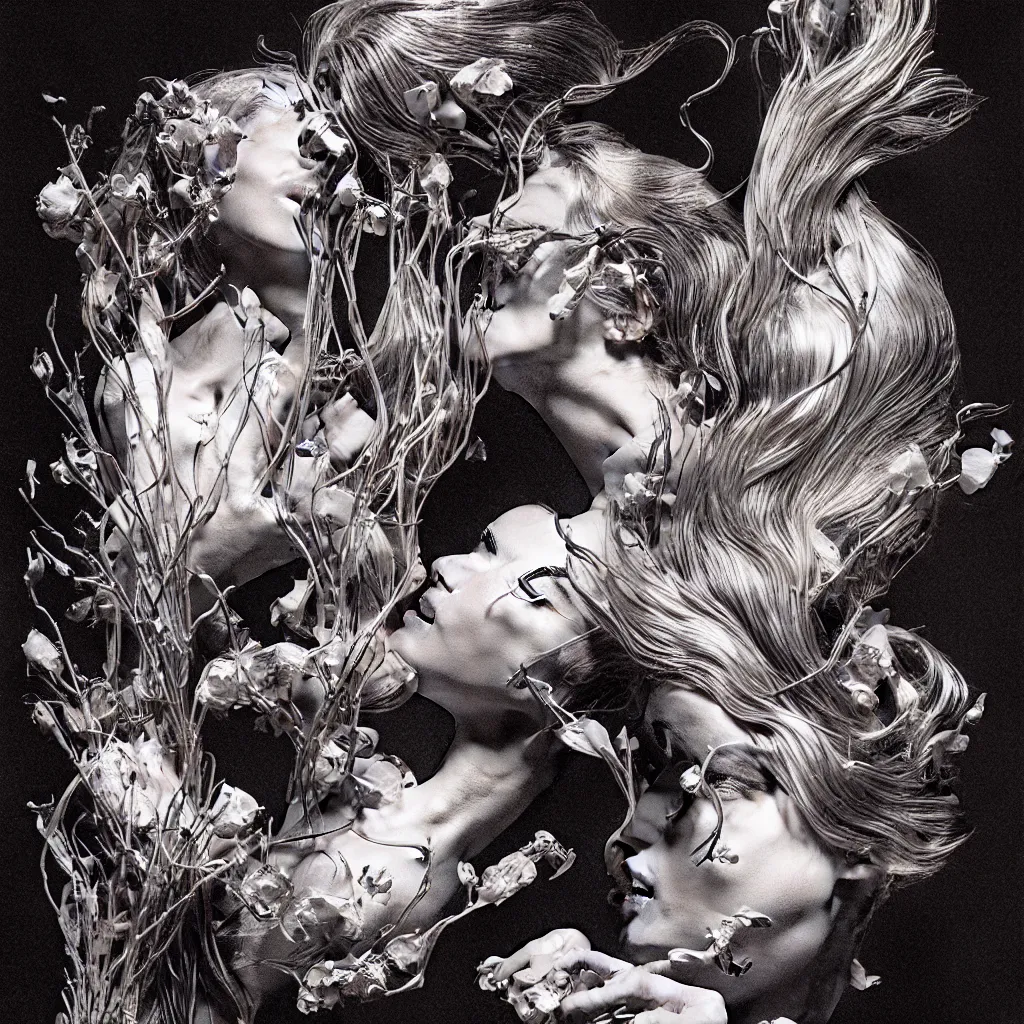 Prompt: fragrance advertising campaign by bernie wrightson, highly detailed