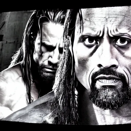 Prompt: Dwayne Johnson in a rob zombie film 4k quality super realistic