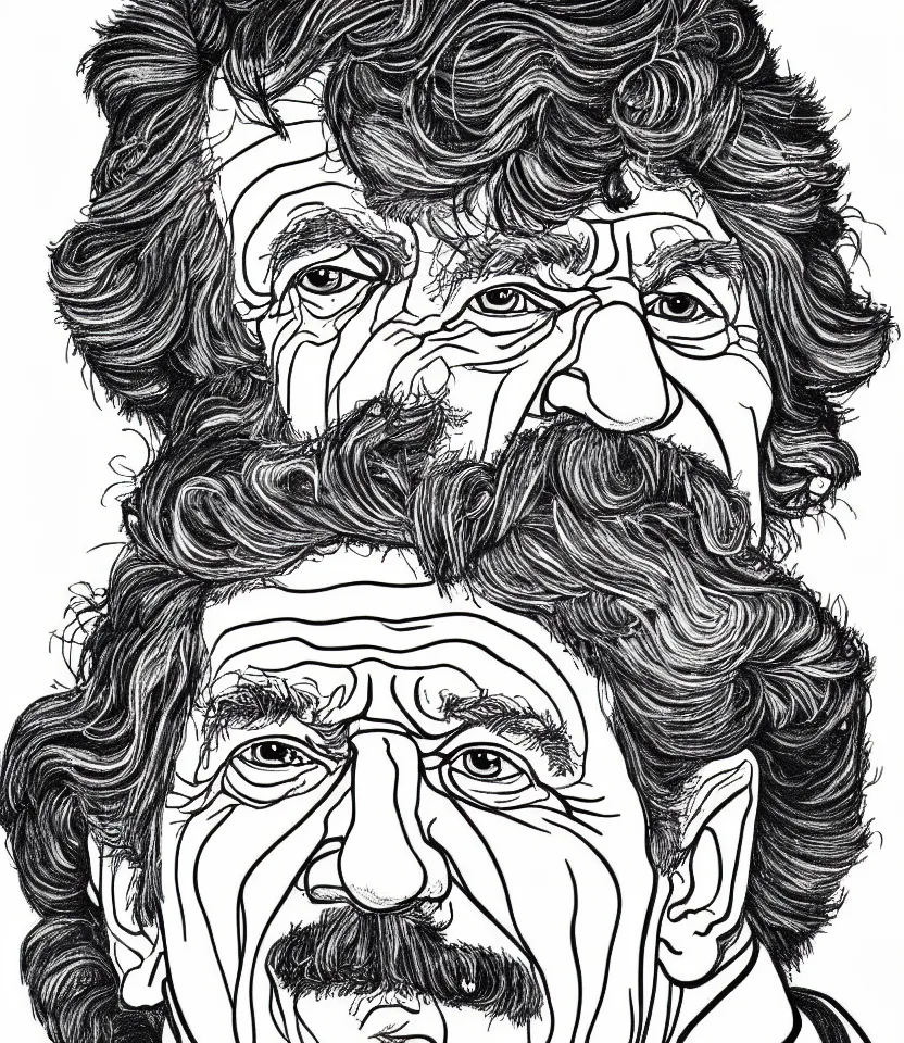 Prompt: detailed line art portrait of albert schweitzer, inspired by egon schiele. caricatural, minimalist, bold contour lines, musicality, soft twirls curls and curves, confident personality, raw emotion